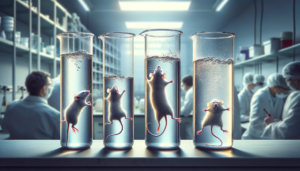 rats in long beakers struggling to swim
